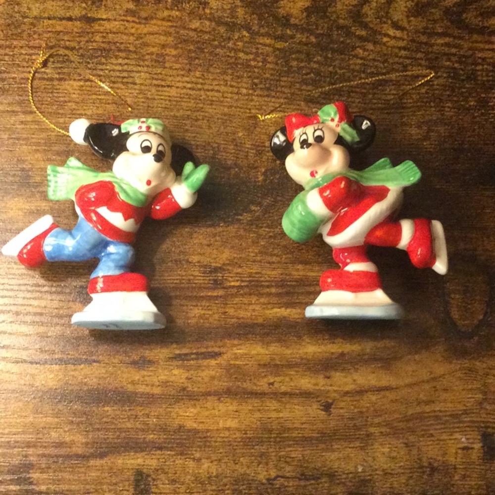 Disney Mickey and Minnie Mouse Skating Ornaments